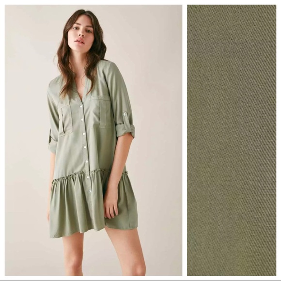 Zara Dresses Nwt Zara Green Mini Shirt Dress Size M Poshmark